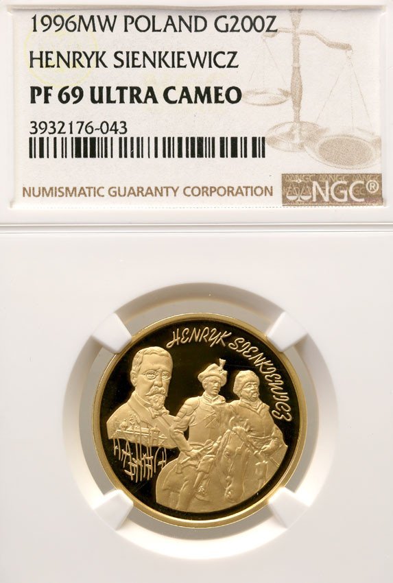 III RP. 200 złotych 1996 Henryk Sienkiewicz NGC PF69 ULTRA CAMEO